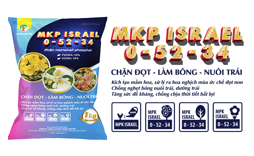 PHÂN BÓN MONOKALI PHOSPHAT MKP ISRAEL 0-52-34